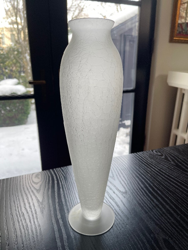 Tall White Glass Vase Home Decor
