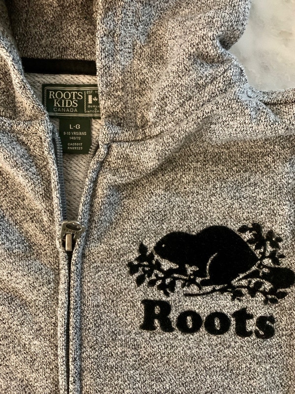 ROOTS Kids Unisex Salt and Pepper Hoodie Age 9-10