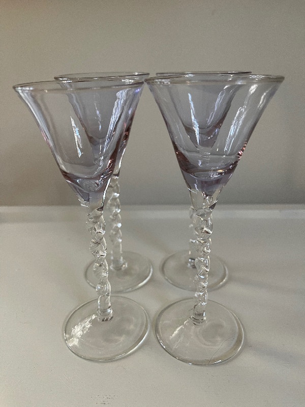 Liqueur Glasses Amethyst Coloured