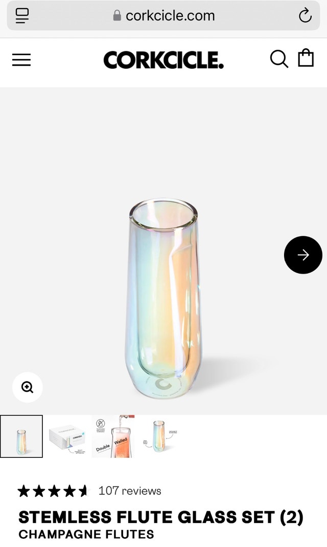 New CORKCICLE Glass Flutes Set of Two - photo 2