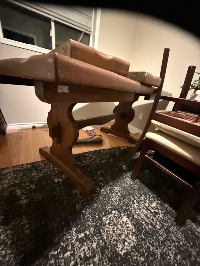 Antique Trestle Table & 10 Solid Wood Chairs - photo 3