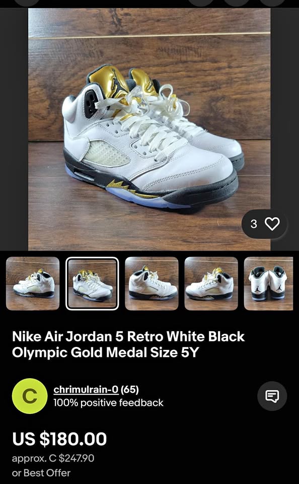 Air Jordan 5 Retro Olympic Gold Medal 6.5 Womens/5y