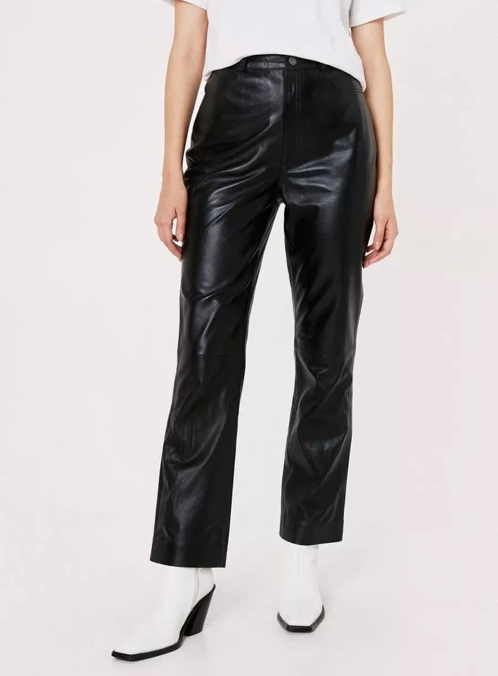 Straight Leg High Waisted Real Leather Pants - photo 3