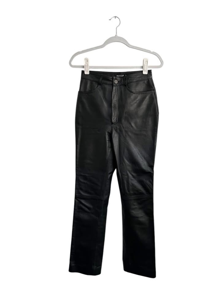 Straight Leg High Waisted Real Leather Pants - photo 4
