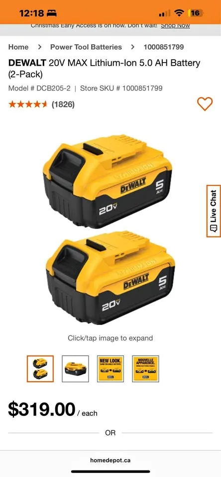 Dewalt Battery 2 Pack thumbnail