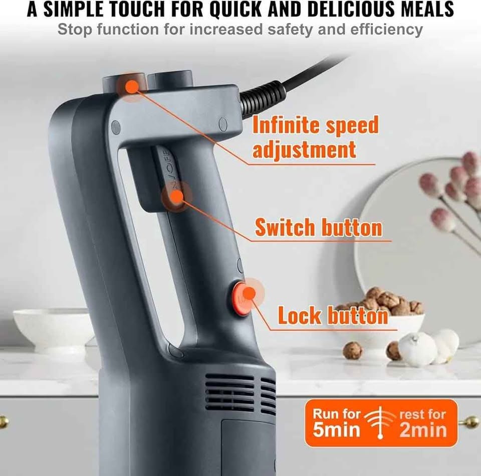 VEVOR Commercial Immersion Blender, 750W 12" Heavy Duty Hand Mix - photo 3