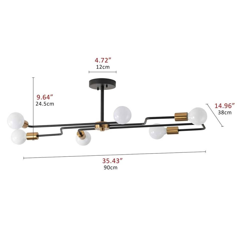 Makbel 6-Light Dimmable Semi-Recessed Ceiling Light - photo 3