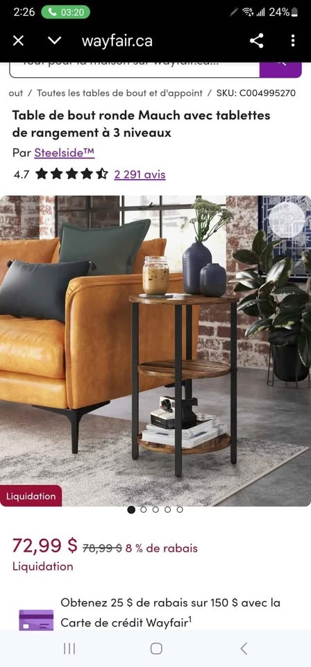 Mauch Round End Table with 3-Tier Storage - photo 4