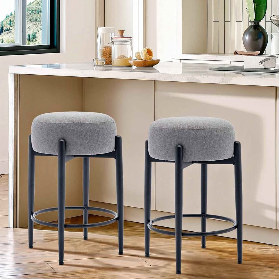 Carie 24" Sherpa Padded Bar Stool (Set of 2)