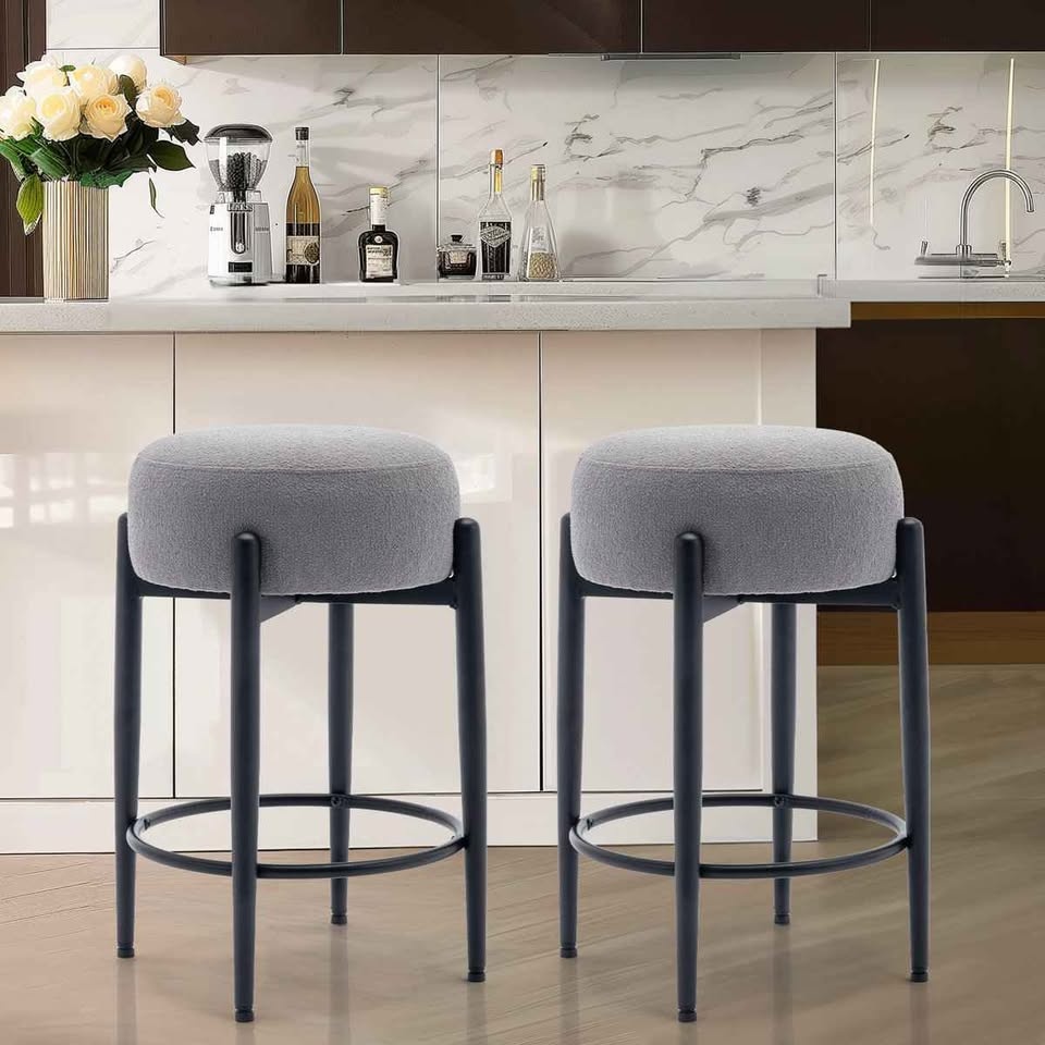 Carie 24" Sherpa Padded Bar Stool (Set of 2) - photo 2