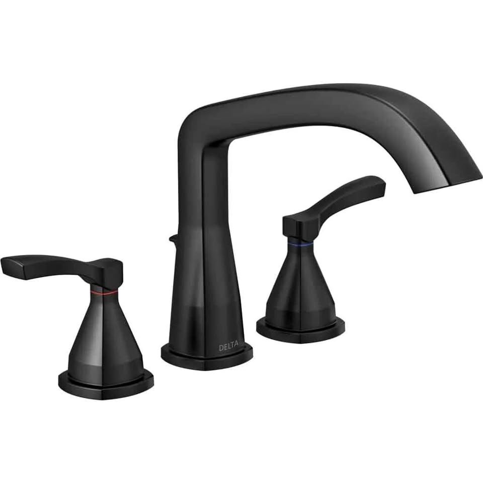 Delta Stryke Three Hole Roman Tub Trim Matte Black