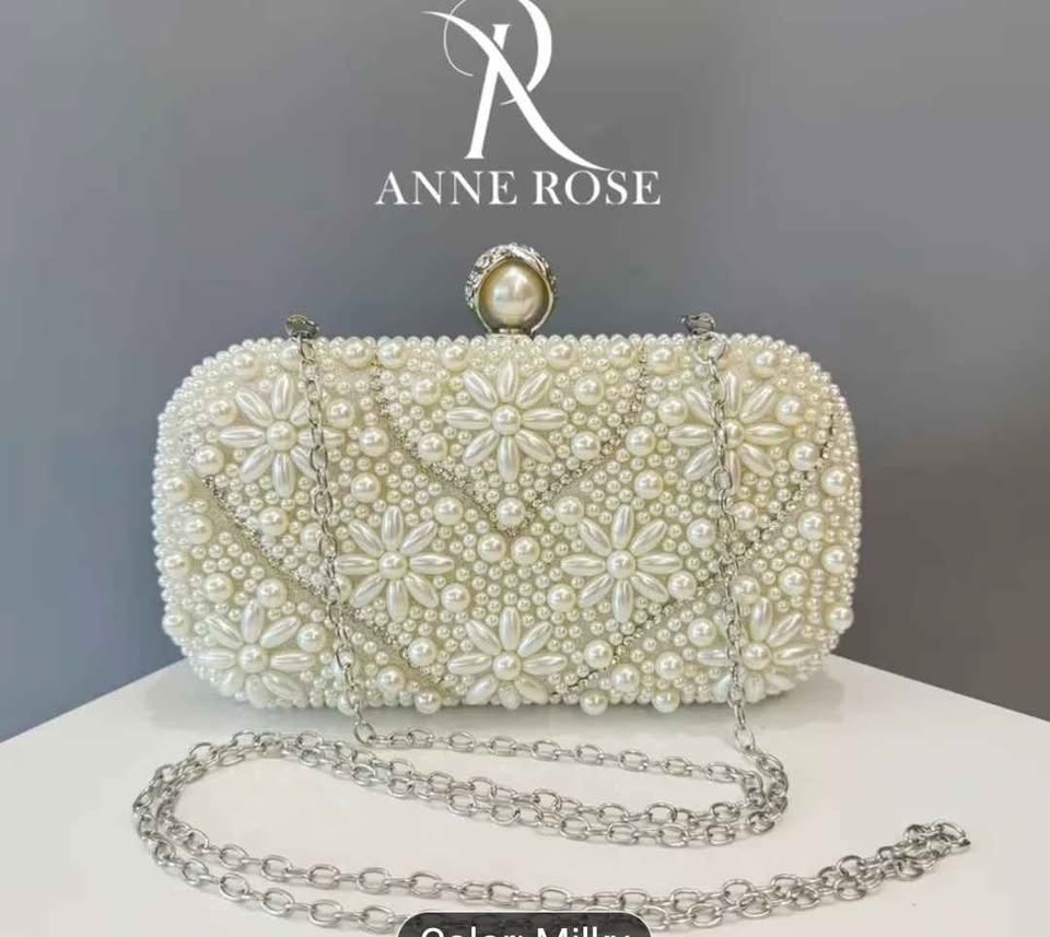 Brand new elegant pearl embellished women party bag
