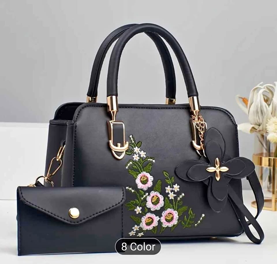 Brand new 2pc black color small hand bag set for women
