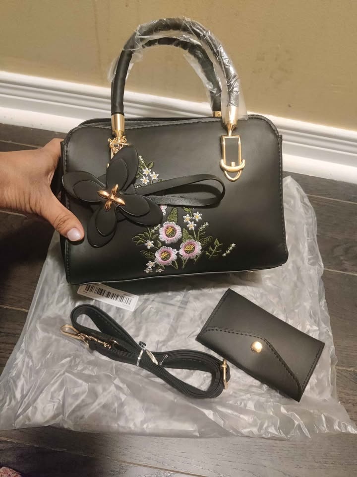 Brand new 2pc black color small hand bag set for women - photo 3