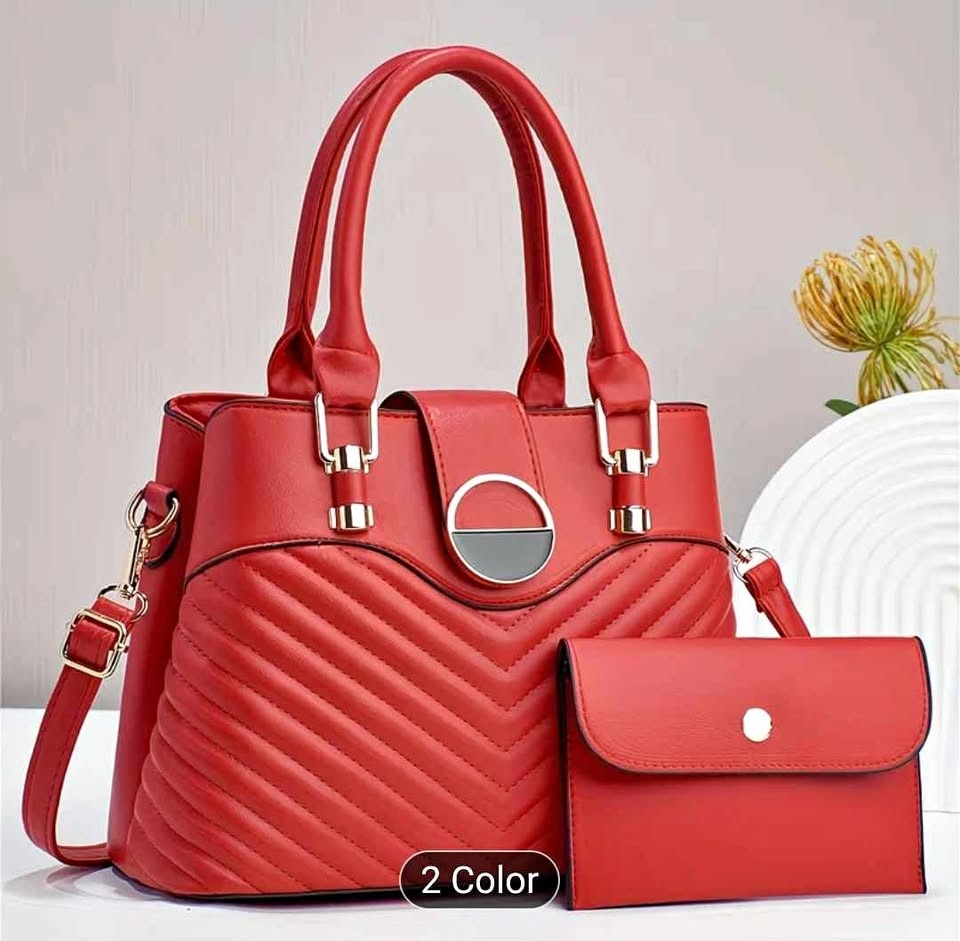 Brand new 2pc large capacity beautiful red color hand bag