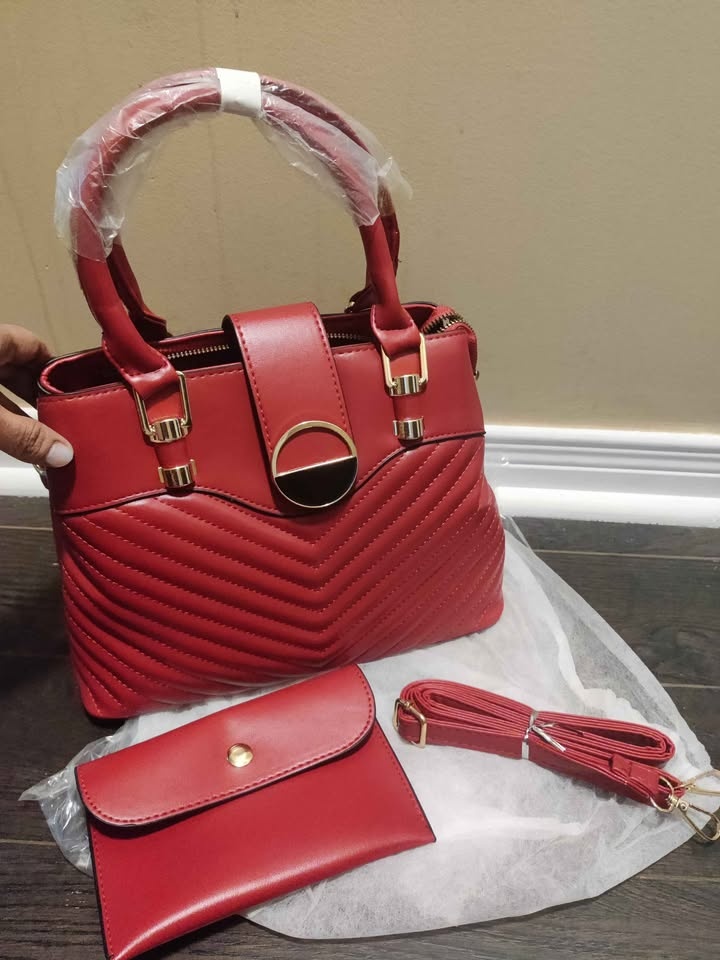 Brand new 2pc large capacity beautiful red color hand bag - photo 2