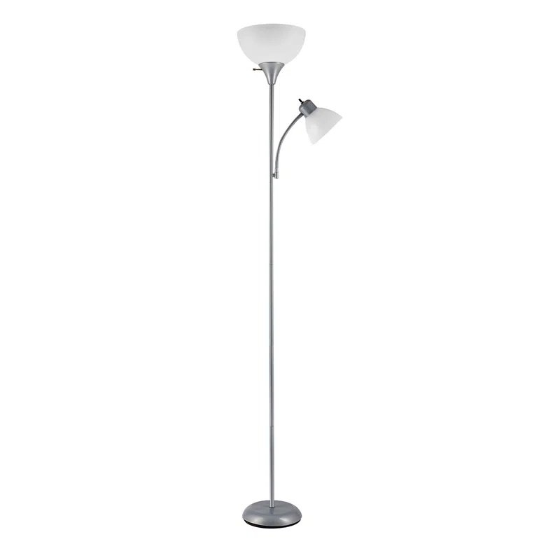 Carleshia/Delilah 72” Torchiere Floor Lamp - Satin Silver
