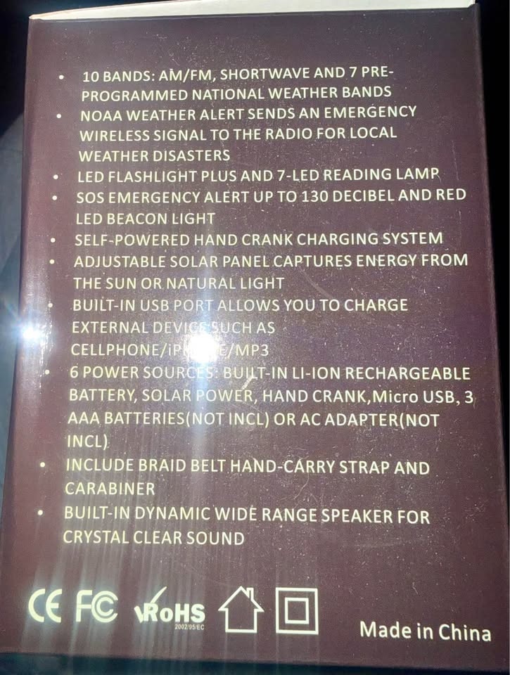 Emergency Solar Crank Weather Radio – Never Used - photo 3