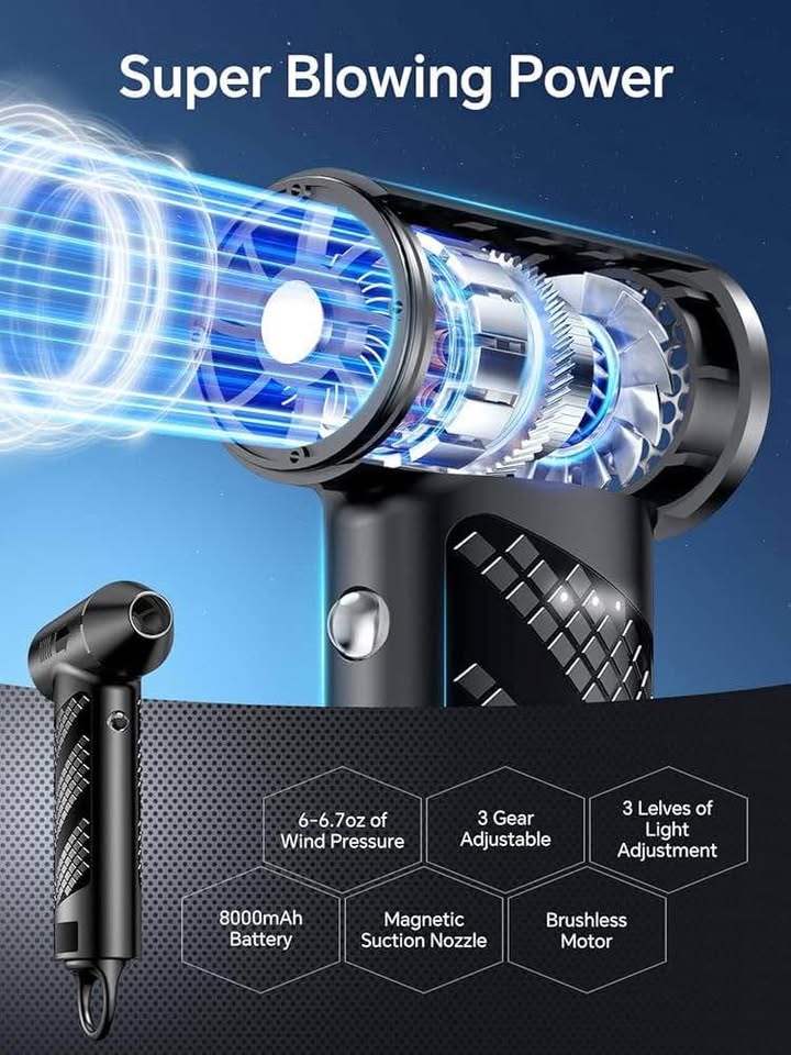 Compressed Air Duster, 180000RPM, 3 Speed, LED - photo 2