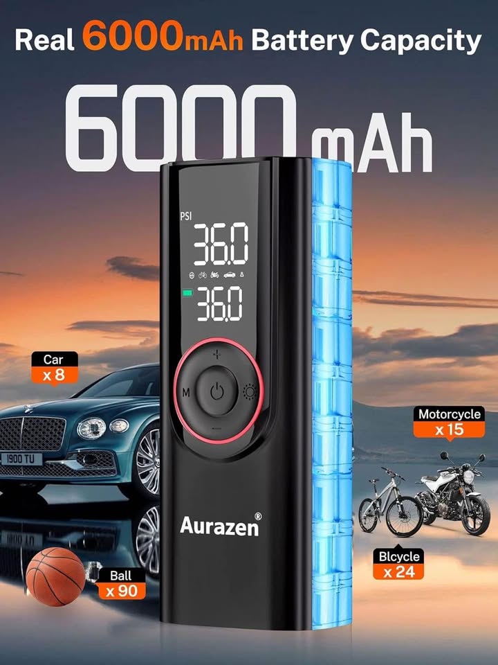 Aurazen Tire Inflator Portable Air Compressor, 150PSI - photo 4
