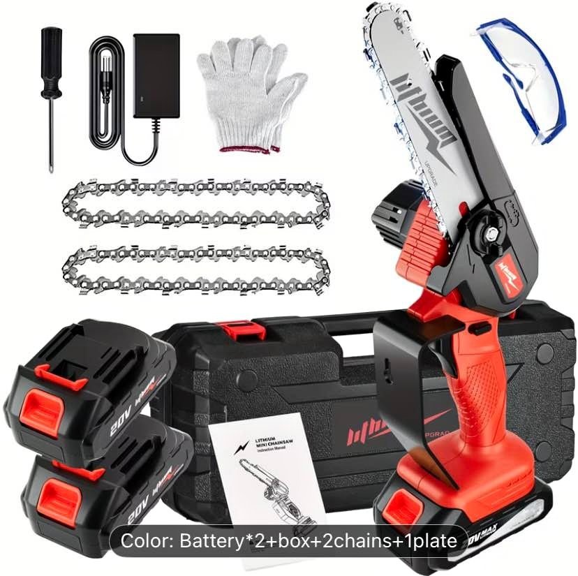 Electric Chainsaw with 2 Batteries and Tool Box