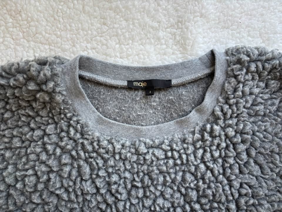 Maje Oversized Grey Sherpa Sweater (size 1) - photo 3