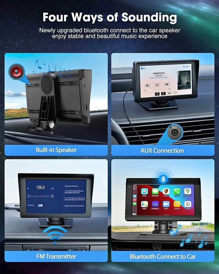 Lamtto 7'' Wireless CarPlay & Android Auto Car Stereo thumbnail