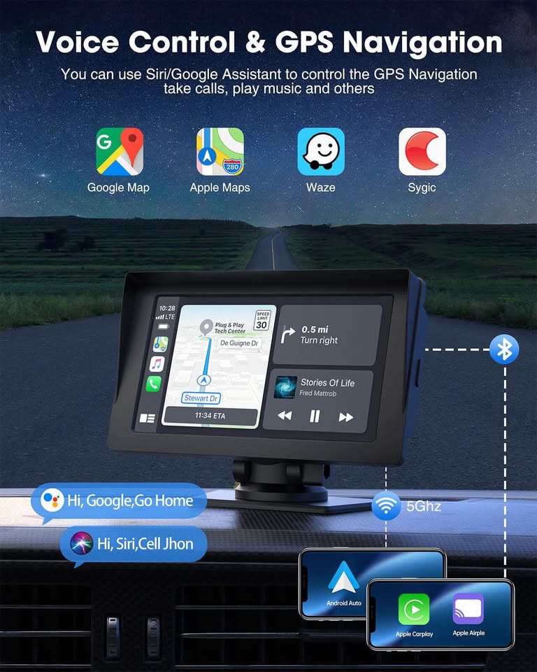 Lamtto 7'' Wireless CarPlay & Android Auto Car Stereo - photo 3