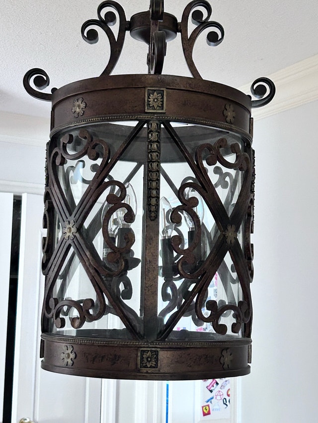 Rustic chandelier 13” diameter, 24” high