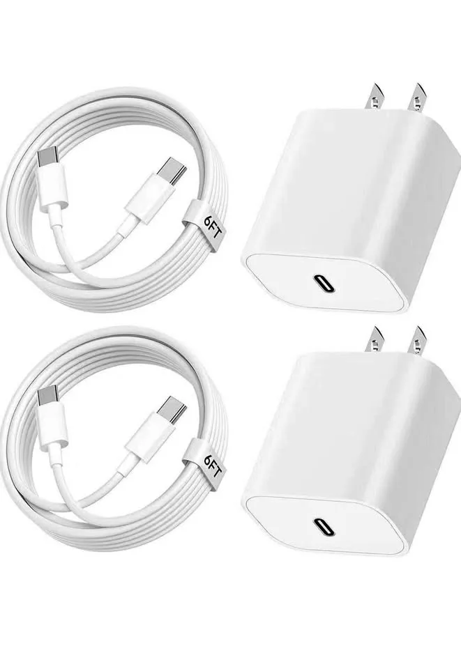 20W fast charger 2 adapter 2 6FT cable type C to type C thumbnail