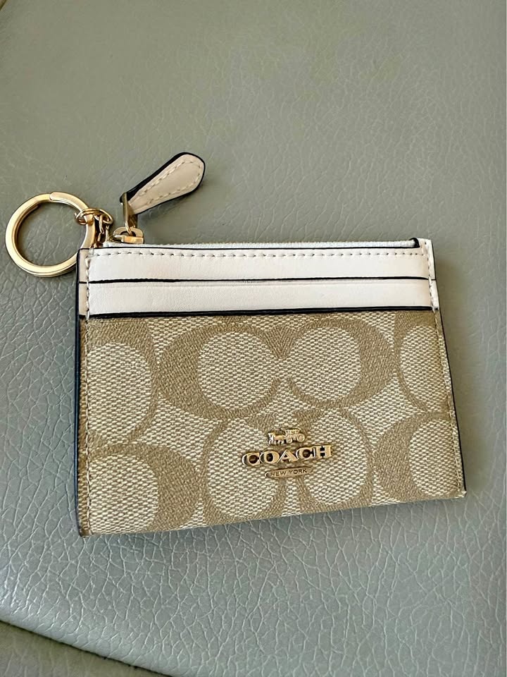Coach Signature Card Holder Keychain Coin Pouch