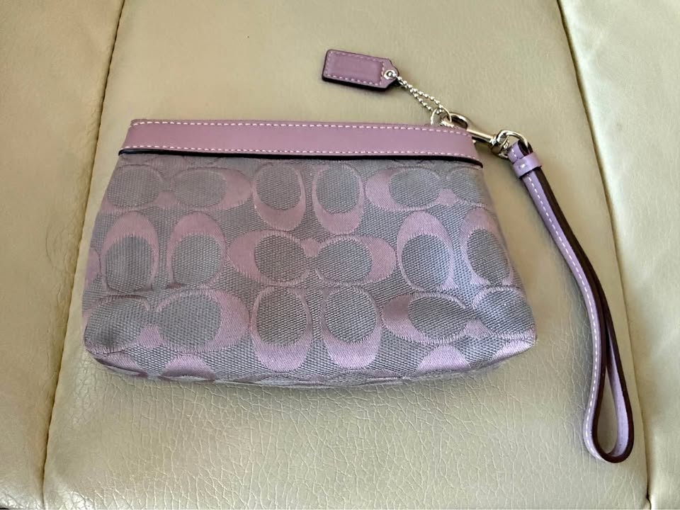 Coach Lavender Grey Signature C Wristlet