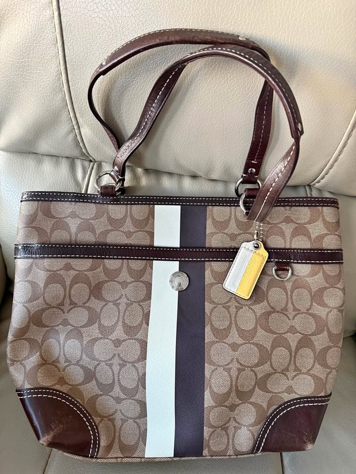 Coach Signature Striped Tote Bag