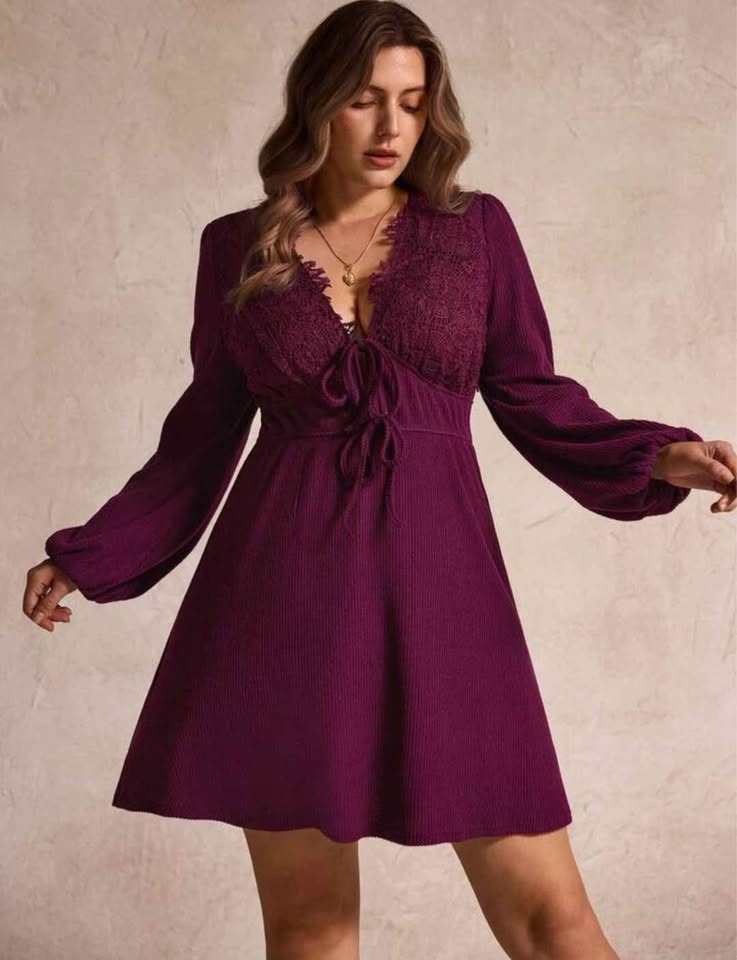 Shein Elegantrix Women's Deep V-neck Lace Party Dress - photo 2