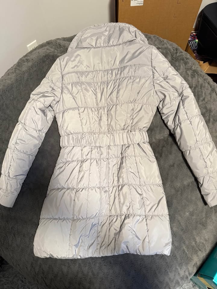 TAIFUN Light Grey Belted Puffer Jacket - Size Small - photo 2