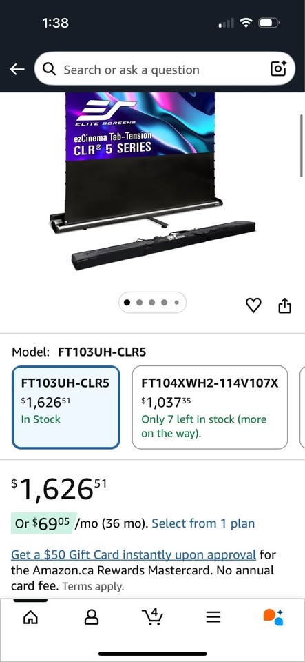 Elite Screens ezCinema 103" Manual Floor Pull-Up Projector Scree - photo 2
