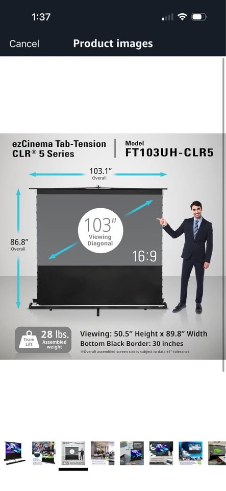 Elite Screens ezCinema 103" Manual Floor Pull-Up Projector Scree - photo 4