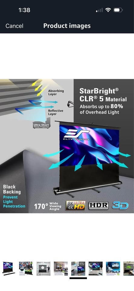 Elite Screens ezCinema 103" Manual Floor Pull-Up Projector Scree - photo 5