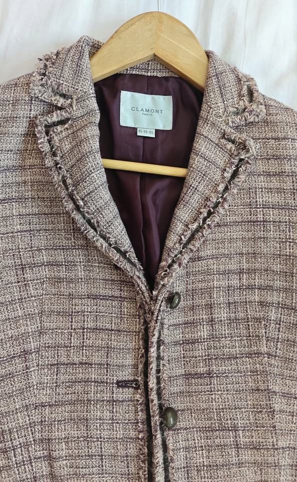 CLAMONT PARIS Tweed Plaid Blazer - Size S - photo 2