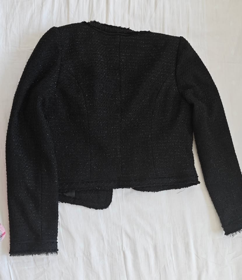 Lavinia Club Black Tweed Jacket with Gold Accents - Size M - photo 2