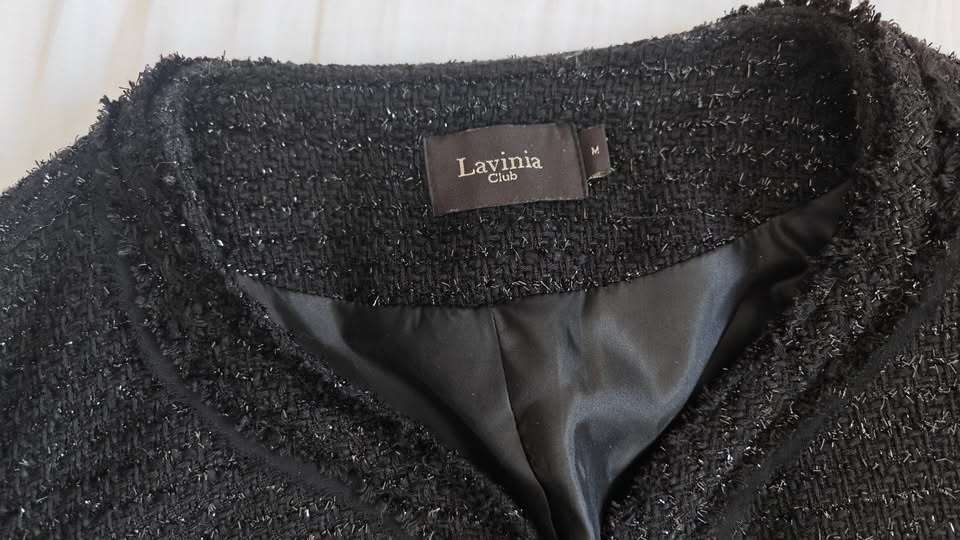 Lavinia Club Black Tweed Jacket with Gold Accents - Size M - photo 3