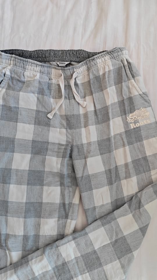 Roots Pajama Pants - Grey Plaid - Size XS - photo 2