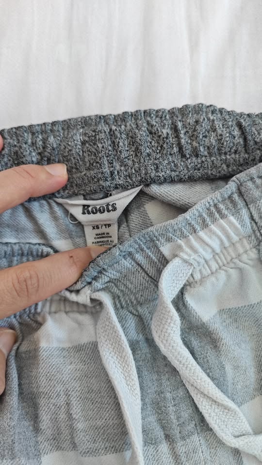 Roots Pajama Pants - Grey Plaid - Size XS - photo 3