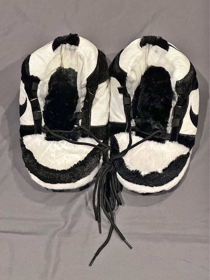 Nike Black-And-White Panda Cozy Slippers