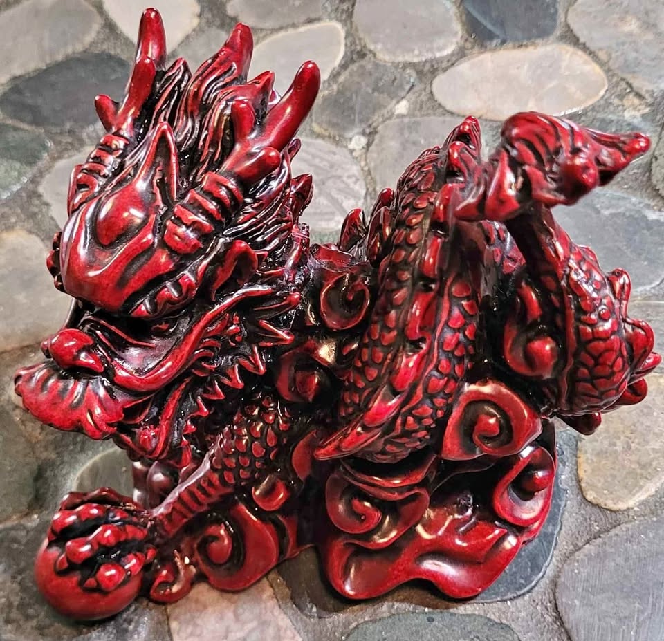 Large Red Resin Coiled Sea Dragon