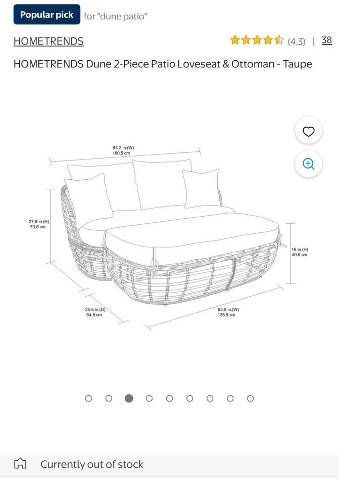 Dune 2-Piece Patio Loveseat & Ottoman - photo 3