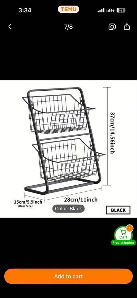 2-Tier Metal Wire Storage Basket Organizer – Black - photo 3