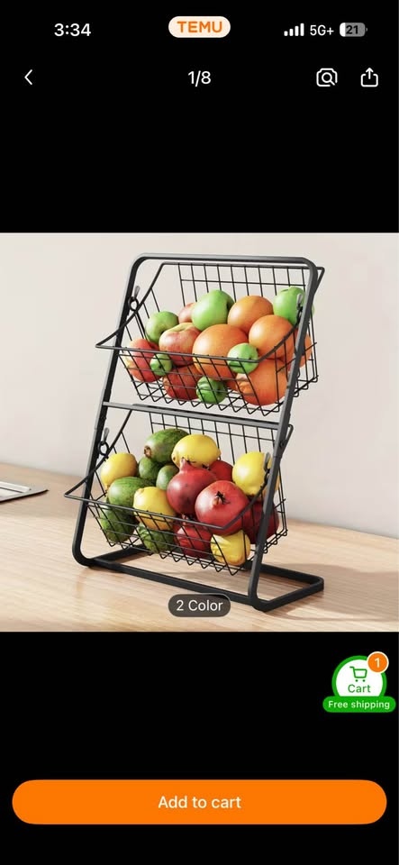 2-Tier Metal Wire Storage Basket Organizer – Black - photo 4