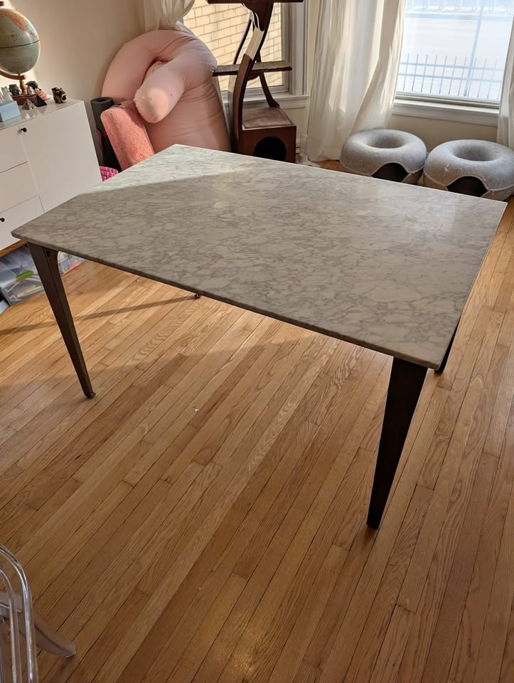 CB2 Paradigm Marble Brass Dining Table