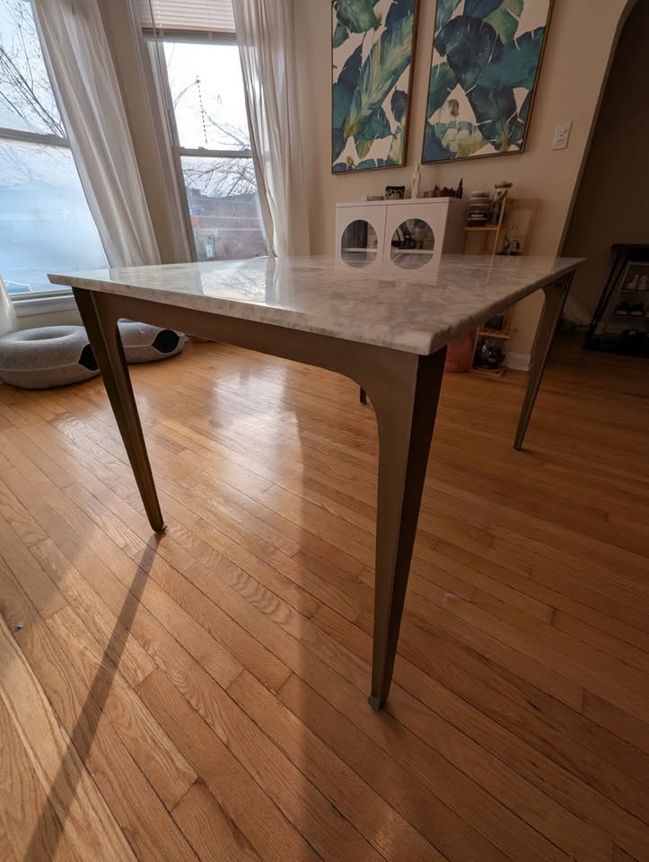 CB2 Paradigm Marble Brass Dining Table - photo 2